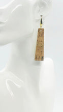 Load image into Gallery viewer, Gold Metallic Accent Cork on Leather Earrings - E19-2331