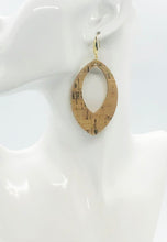 Load image into Gallery viewer, Gold Metallic Accent Cork on Leather Earrings - E19-2334