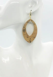 Gold Metallic Accent Cork on Leather Earrings - E19-2334