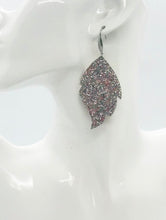 Load image into Gallery viewer, Aqua Mauve Chunky Glitter Leather Earrings - E19-2338