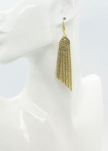 Gold Pebbled Leather Earrings - E19-2359
