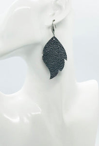 Metallic Gunmetal Leather Earrings - E19-2372