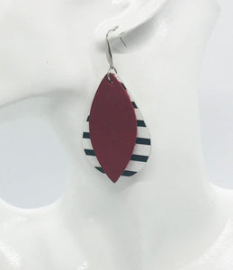 Black and White Striped Leather Layered Earrings - E19-238