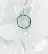 Load image into Gallery viewer, Turquoise Glass Bead Hoop Earrings - E19-2403