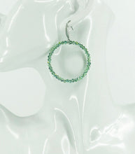 Load image into Gallery viewer, Sea Green Glass Bead Hoop Earrings - E19-2405