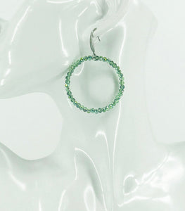 Sea Green Glass Bead Hoop Earrings - E19-2405