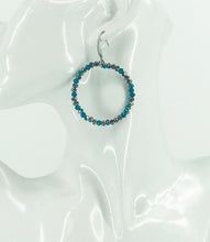 Load image into Gallery viewer, Blue Glass Bead Hoop Earrings - E19-2406