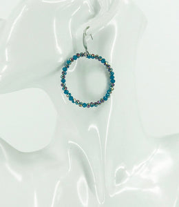 Blue Glass Bead Hoop Earrings - E19-2406