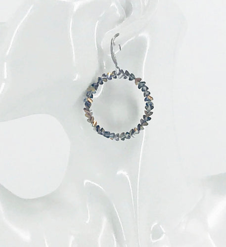 Silver and Bronze Glass Bead Hoop Earrings - E19-2410