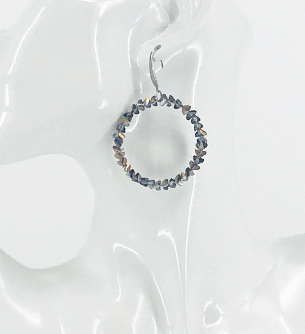 Silver and Bronze Glass Bead Hoop Earrings - E19-2410