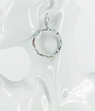 Load image into Gallery viewer, Light Cyan Glass Bead Hoop Earrings - E19-2413
