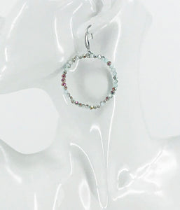 Light Cyan Glass Bead Hoop Earrings - E19-2413