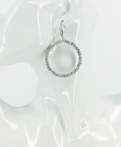 Gray Glass Bead Hoop Earrings - E19-2419
