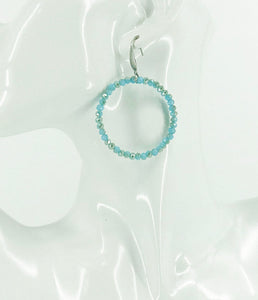 Turquoise Glass Bead Hoop Earrings - E19-2420