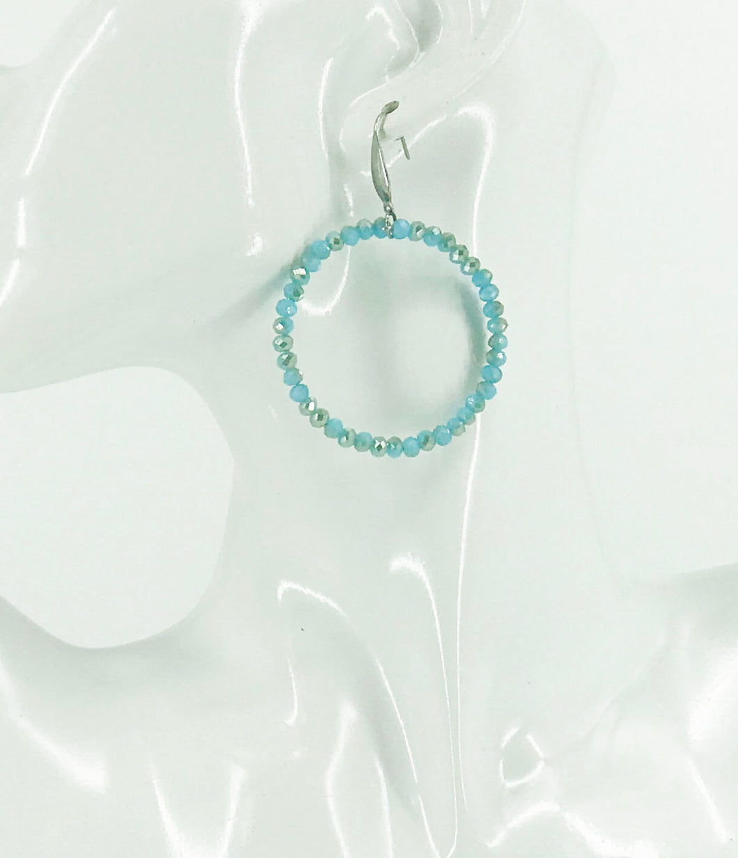 Turquoise Glass Bead Hoop Earrings - E19-2420