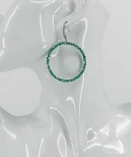 Olive Glass Bead Hoop Earrings - E19-2424