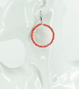 Burnt Red Glass Bead Hoop Earrings - E19-2425