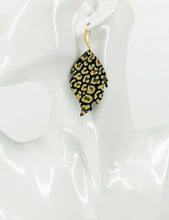 Load image into Gallery viewer, Gold Glitter Leopard Leather Earrings - E19-2427