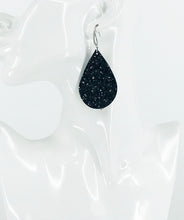 Load image into Gallery viewer, Black Chunky Glitter on Leather Earrings - E19-2432