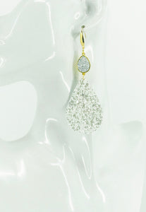 Druzy Agate and Pearly White Glitter on Leather Earrings - E19-2440