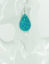 Load image into Gallery viewer, Turquoise Chunky Glitter on Leather Earrings - E19-2447