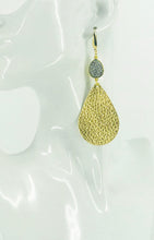 Load image into Gallery viewer, Druzy Agate and Pebbled Gold Leather Earrings - E19-2468