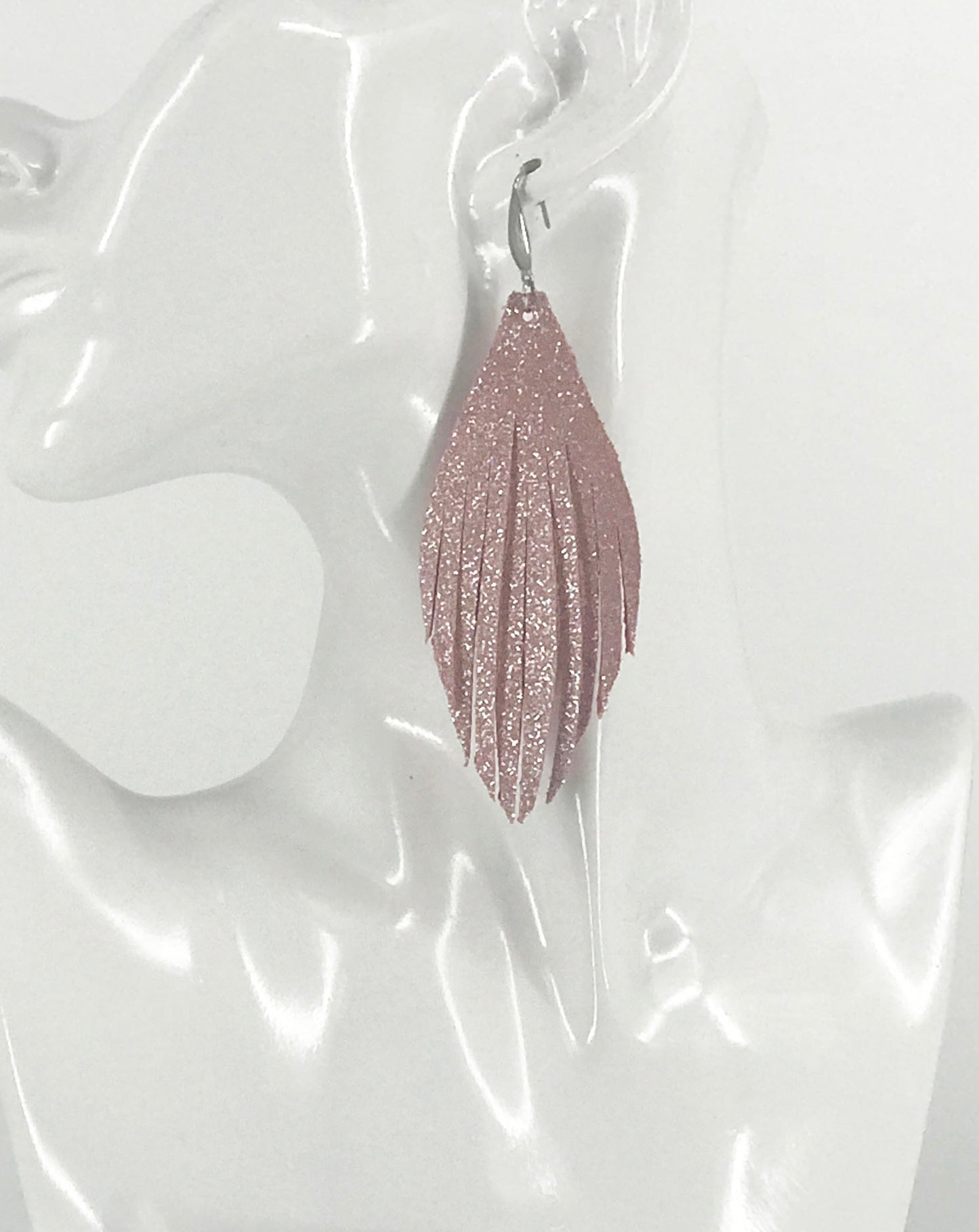 Pink Leather Fringe Earrings - E19-2623
