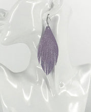 Load image into Gallery viewer, Lilac Leather Fringe Earrings - E19-2627
