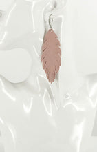 Load image into Gallery viewer, Pink Suede Feather Leather Earrings - E19-2692