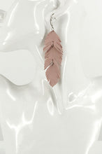 Load image into Gallery viewer, Pink Suede Feather Leather Earrings - E19-2694