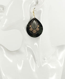 Hair On Camo Leather and Pendant Earrings - E19-2700