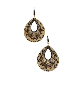 Hair On Leopard Leather and Pendant Earrings - E19-2704