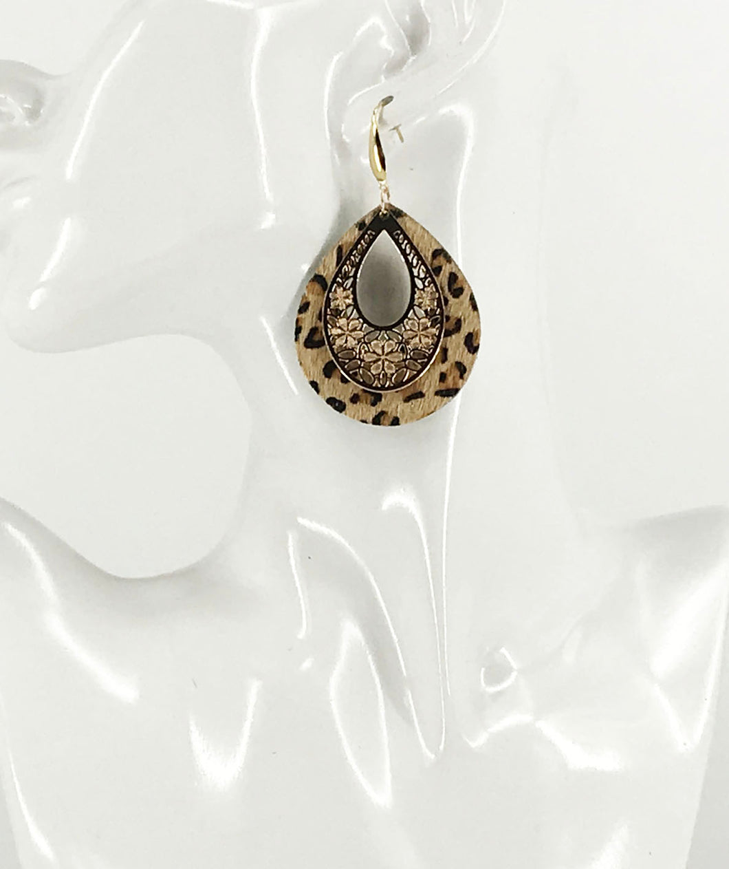 Hair On Leopard Leather and Pendant Earrings - E19-2704