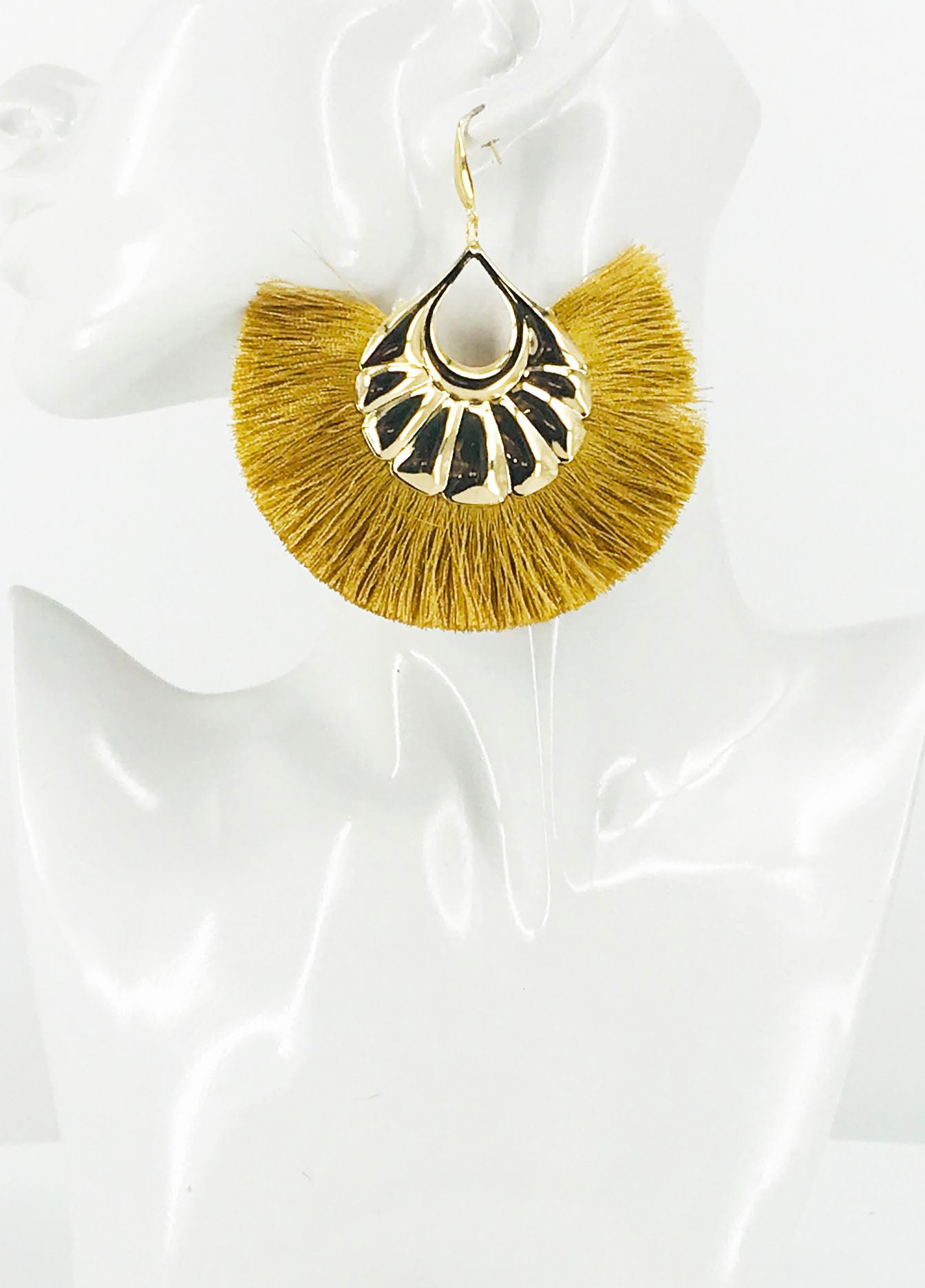 Large Fan Shaped Tassel Earrings - E19-2780
