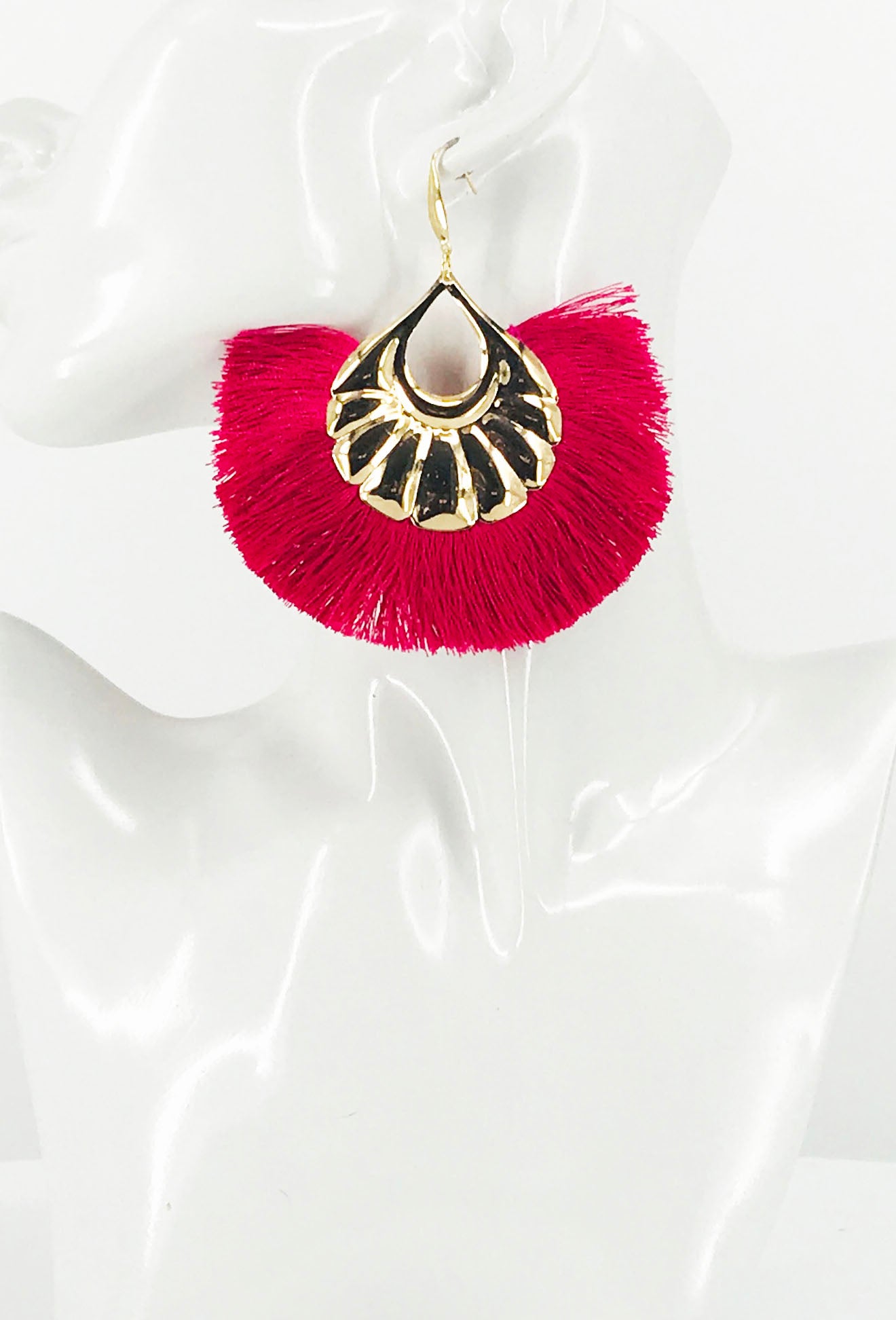 Large Fan Shaped Tassel Earrings - E19-2781