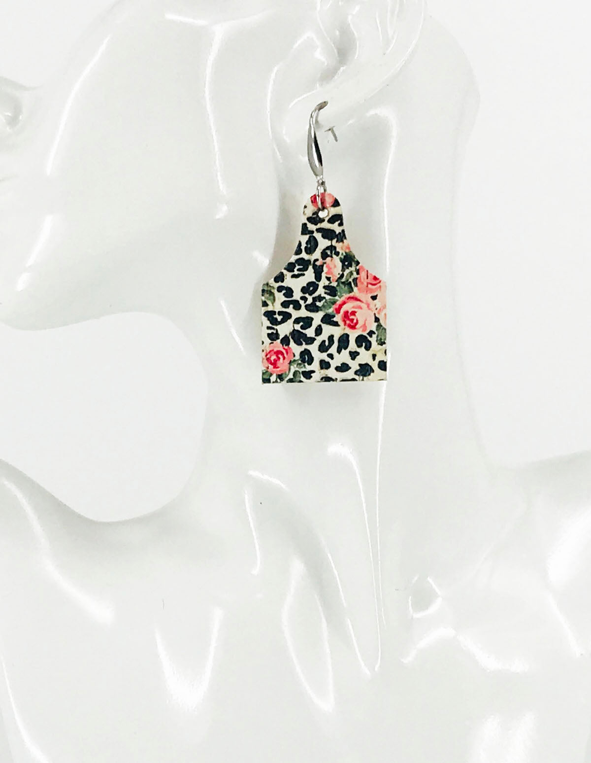 Genuine Cork on Leather Cow Tag Earrings - E19-2784