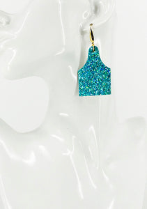 Genuine Glitter on Leather Cow Tag Earrings - E19-2789