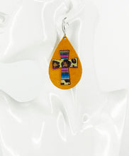 Load image into Gallery viewer, Mustard Suede and Embossed Leopard Leather Earrings - E19-2806