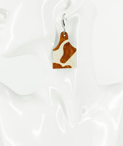 Hair On Spotted Cow Leather Cow Tag Earrings - E19-2812