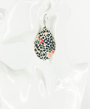 Load image into Gallery viewer, Roses and Leopard Cork on Leather Earrings - E19-2824