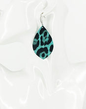 Load image into Gallery viewer, Mint Faux Leather Leopard Earrings - E19-2834