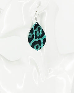 Mint Faux Leather Leopard Earrings - E19-2834