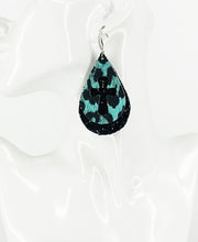 Load image into Gallery viewer, Mint Leopard Faux Leather and Chunky Glitter Earrings - E19-2843