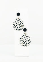 Load image into Gallery viewer, Faux Druzy and Black Cheetah Cork Leather Earrings - E19-2844