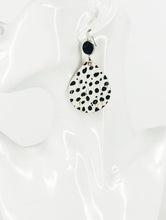 Load image into Gallery viewer, Faux Druzy and Black Cheetah Cork Leather Earrings - E19-2844