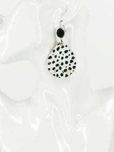 Faux Druzy and Black Cheetah Cork Leather Earrings - E19-2844