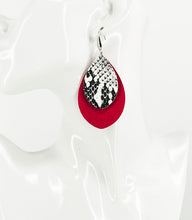 Load image into Gallery viewer, Pink and Snake Skin Faux Leather Earrings - E19-2852