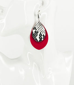 Pink and Snake Skin Faux Leather Earrings - E19-2852