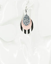 Load image into Gallery viewer, Layered Faux Leather and Chunky Glitter Earrings - E19-2860
