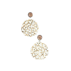 Faux Druzy and Rose Gold Leather Earrings - E19-2865